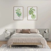 vidaXL Κεφαλάρι Κρεβατιού με Κομοδίνα Γκρι Σκυροδέματος Επεξεργ. Ξύλο