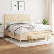 vidaXL Κρεβάτι Boxspring με Στρώμα Κρεμ 180x200 εκ. Υφασμάτινο