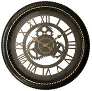 Ρολόι τοίχου Ferm Inart σε μαύρη αντικέ και χρυσή απόχρωση Φ61x6εκ