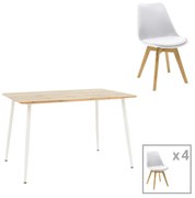 Intrahome Τραπεζαρία Gaston-Cuba Intrahome σετ 5τεμ pp-mdf σε λευκή-sonoma απόχρωση120x80x75εκ | SKU: INTRAPA-311112113