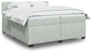 Κρεβάτι Boxspring με Στρώμα Ανοιχτό Γκρι 200x200 εκ. Βελούδινο