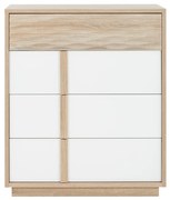 Curtys συρταριέρα με 4 συρτάρια 89x45x104εκ. Sonoma Oak / Λευκή γυαλιστερή λάκα