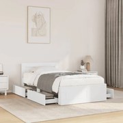 vidaXL Σκελετός Κρεβατιού με Κεφαλάρι Χωρίς Στρώμα Λευκό 90x200 εκ.