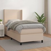 Κρεβάτι Boxspring με Στρώμα Καπουτσίνο 80x200 εκ. Συνθ. Δέρμα - Καφέ