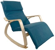 Πολυθρόνα Κουνιστή ArteLibre LUNDRA Μπλε/Φυσικό Ύφασμα/Ξύλο 67x127x91cm