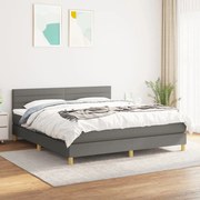 vidaXL Κρεβάτι Boxspring με Στρώμα Σκούρο Γκρι 160x200 εκ Υφασμάτινο