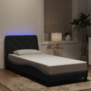 vidaXL Πλαίσιο Κρεβατιού με LED Μαύρο 90x190 εκ. Βελούδινο