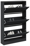vidaXL Παπουτσοθήκη Μαύρη 80x21x125,5 εκ. από Επεξεργασμένο Ξύλο