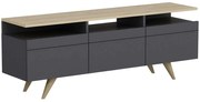 Έπιπλο Tηλεόρασης Berlin 382NRC1109 150x35x52cm Anthracite-Oak