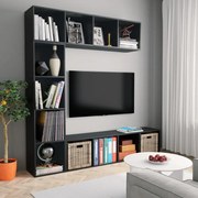 ΈΠΙΠΛΟ TV / ΒΙΒΛΙΟΘΗΚΗ ΣΕΤ 3 ΤΕΜ. ΜΑΥΡΟ 180 X 30 X 180 ΕΚ. 278789