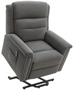 HOMCOM Πολυθρόνα Relax με υποβοήθηση ανύψωσης, τηλεχειριστήριο, υποπόδιο, ατσάλι, γκρι