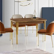 Τραπέζι Επεκτεινόμενο Gunes 974NMB1817 130/161x80x79cm Walnut Μοριοσανίδα, Μέταλλο