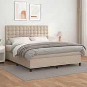 vidaXL Κρεβάτι Boxspring με Στρώμα Καπουτσίνο 180x200 εκ. Συνθ. Δέρμα