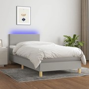 ΚΡΕΒΑΤΙ BOXSPRING ΜΕ ΣΤΡΩΜΑ &amp; LED ΑΝ.ΓΚΡΙ 100X200 ΕΚ ΥΦΑΣΜΑΤΙΝΟ 3133533