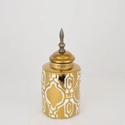 Βάζο Με Καπάκι Κεραμικό Λευκό-Χρυσό 12,5x12,5x28εκ. ESTHETI 752-20077