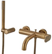 Armando Vicario Slim Antique Brass Μπαταρία Λουτρού Με Tηλέφωνο Anticalcare, Eπίτοιχο Tηλεφώνο+Αθραυστο Σπιράλ