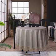 Ροτόντα Με Κρόσσι Velvet 07 Taupe Teoran Διάμετρος 180cm Acrylic