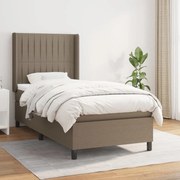 Κρεβάτι Boxspring με Στρώμα Taupe 100 x 200 εκ. Υφασμάτινο