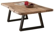 WOODWELL ΕΑ7101,SLIZARD Slim Τραπεζάκι Σαλονιού Καθιστικού, Μέταλλο Βαφή Μαύρο, Ξύλο Ακακία Φυσικό 115x65x40cm Solid Wood 25mm ΕΑ7101,S