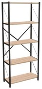 Βιβλιοθήκη Draizy pakoworld oak μελαμίνης-μαύρο μέταλλο 60x30x150εκ (1 τεμάχια)