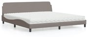 vidaXL Κρεβάτι με Στρώμα Taupe 200x200 εκ. Υφασμάτινο