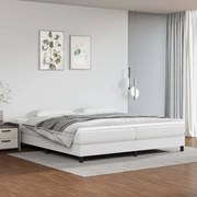 Κρεβάτι Boxspring με Στρώμα Λευκό 200x200 εκ. Συνθετικό Δέρμα