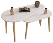 Τραπεζάκια σαλονιού APRILIA Σετ 2 τμχ Μελαμίνη Λευκό 95x47x47Υεκ. 95x47x47 εκ.