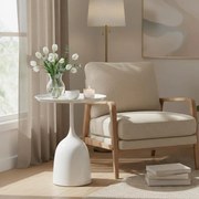 Βοηθητικό τραπέζι Agrile Inart λευκό μέταλλο Φ50x60εκ 50x50x60 εκ.