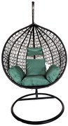 Heinner Home DSAV001 Κούνια Φωλιά με Βάση Rattan Μ115xΠ68xΥ108/195cm,  Μαύρο / Πράσινο