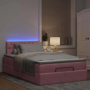 Οθωμανικό κρεβάτι με στρώμα &amp; LEDs Ροζ 120x200cm Velvet 3312691