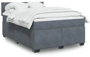 Κρεβάτι Boxspring με Στρώμα Σκούρο Γκρι 160x200 εκ. Βελούδινο - Γκρι