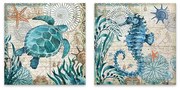 Πίνακας σε καμβά "Sea Creatures" Megapap 2 τμχ. ψηφιακής εκτύπωσης 83x40x3εκ.-GP033-0048