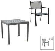 Intrahome Τραπεζαρία Moly - Kliton σετ 5τεμ Intrahome ανθρακί και μαύρο αλουμίνιο-textilene σε ανθρακί απόχρωση 80x80x74εκ | SKU: INTRAPA-311111924