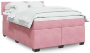 vidaXL Κρεβάτι Boxspring με Στρώμα Ροζ 140x190 εκ. Βελούδινο