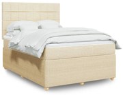 Κρεβάτι Boxspring με Στρώμα Κρεμ 140x200 εκ. Υφασμάτινο - Κρεμ