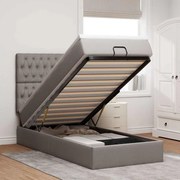 vidaXL Οθωμανικό κρεβάτι με στρώμα &amp; LEDs Taupe 100x200 cm Ύφασμα