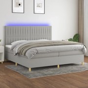 ΚΡΕΒΑΤΙ BOXSPRING ΜΕ ΣΤΡΩΜΑ &amp; LED ΑΝ.ΓΚΡΙ 200X200ΕΚ. ΥΦΑΣΜΑΤΙΝΟ 3135621