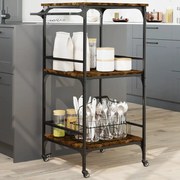 vidaXL Τρόλεϊ Κουζίνας Καπνιστή Δρυς 60,5x50x105εκ. Επεξεργασμένο Ξύλο