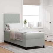 vidaXL Κρεβάτι με ελατήρια με στρώμα Ανοιχτό γκρι 80 x 200 cm ύφασμα