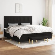 vidaXL Κρεβάτι Boxspring με Στρώμα Μαύρο 200x200 εκ. Υφασμάτινο