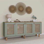 Μπουφές Bohemian 350MWD1507 180x40x75cm Green-Oak Μοριοσανίδα, Μελαμίνη