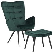 Intrahome Πολυθρόνα με υποπόδιο Dorita Intrahome βελούδο κυπαρισσί-πόδι μαύρο μέταλλο 68.5x76x103εκ | SKU: INTRAPA-130111327