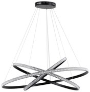 Φωτιστικό Οροφής Diamond Trio 61140-Deco Led 150W Φ60+80+100cm Black GloboStar Aluminium