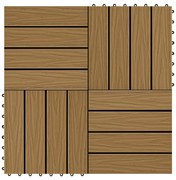 vidaXL Πλακάκια Deck 11 τεμ. Ανάγλυφα Χρώμα Teak 30x30 εκ. 1 μ² WPC