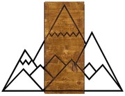 Διακοσμητικό Τοίχου Mountain 899SKL1327 78x58cm Walnut-Black Wallity Μέταλλο,Ξύλο