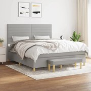 vidaXL Κρεβάτι Boxspring με Στρώμα Ανοιχτό Γκρι 180x200 εκ. Υφασμάτινο