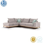 Γωνιακός καναπές δεξιά γωνία Luxury II pakoworld ύφασμα elephant-ciel 290x235x95εκ