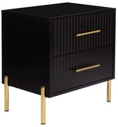 Κομοδίνο Με 2 Συρτάρια Fino Ε7010,2 58x43x58cm Black-Gold