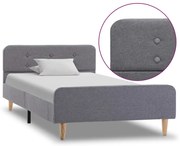 vidaXL Πλαίσιο Κρεβατιού Ανοιχτό Γκρι 90 x 200 εκ. Υφασμάτινο