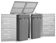 vidaXL Πλαίσιο Κάδων Απορρ. Διπλό με Ρόδες 138x77,5x112,5 εκ Αν. Ατσα.